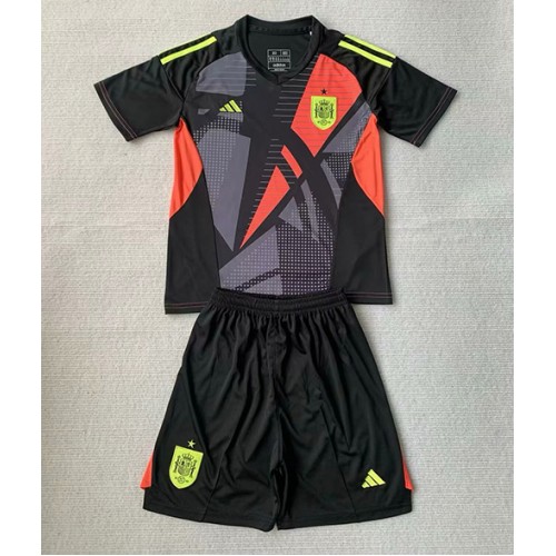 Maglia Calcio Spagna Portiere Seconda Divisa Bambino Europei 2024 Manica Corta (+ pantaloncini)